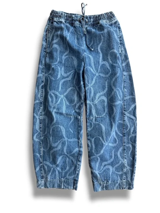 Damson Madder Felix Bows Drawstring Barrel Jeans Pull On Elastic Waist Size US 8 - Picture 6 of 15